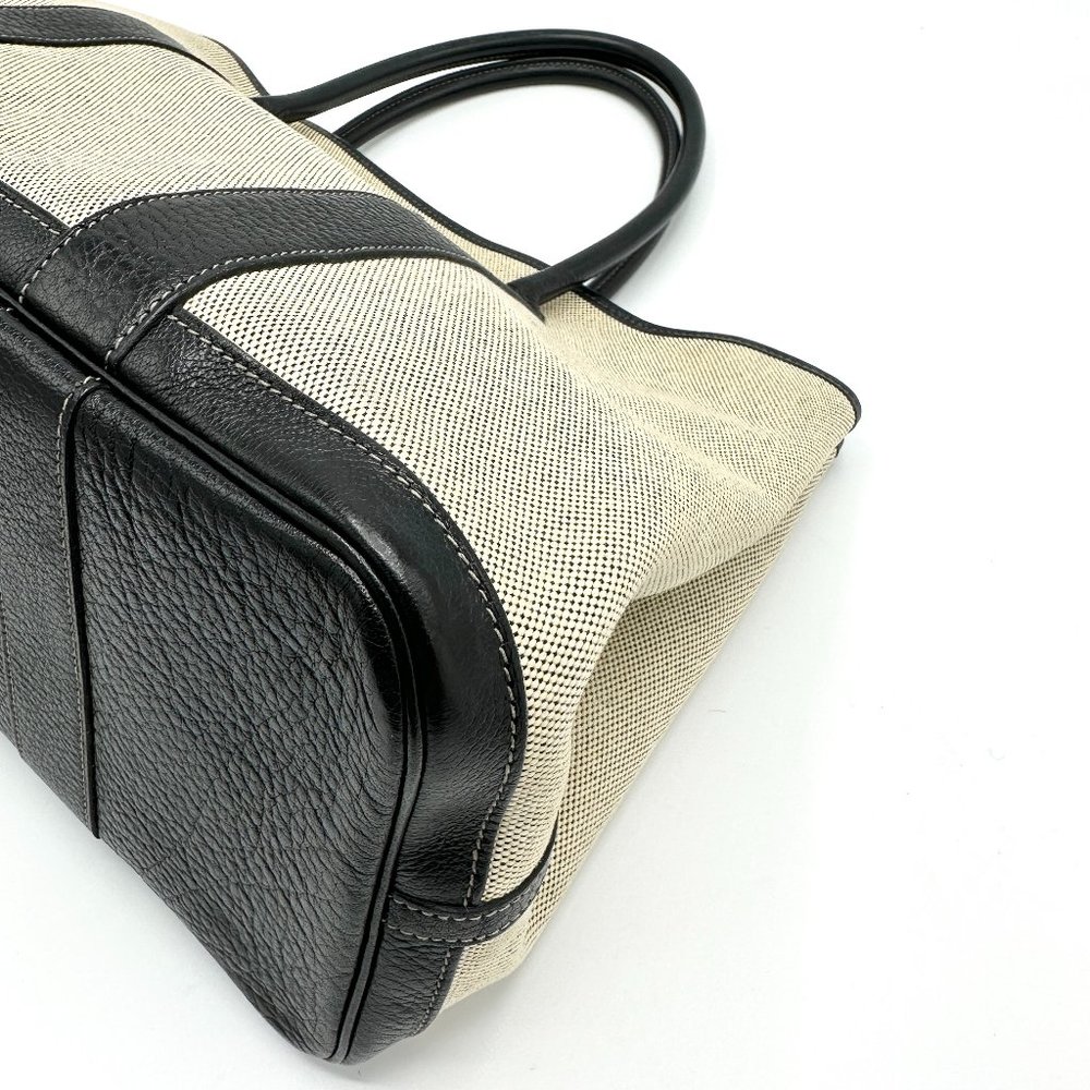 Hermes Canvas/Black Buffle Leather Garden Party 36 - Picture 7 of 11